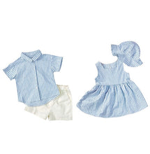Load image into Gallery viewer, Blue Gingham Summer Dress and Hat Set
