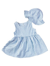 Load image into Gallery viewer, Blue Gingham Summer Dress and Hat Set
