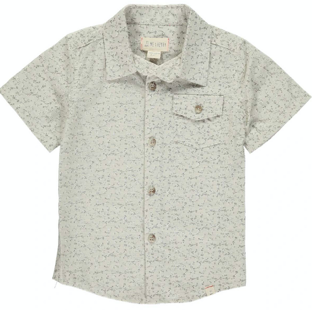 Beige Floral S and S Shirt